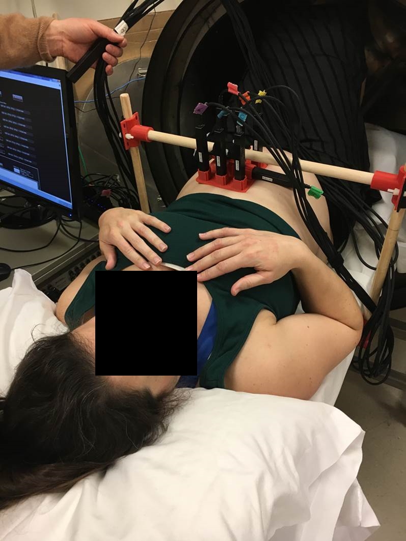 Experimental fMCG setup at U. Wisconsin with QZFM sensors and small human-sized open-ended magnetic shields