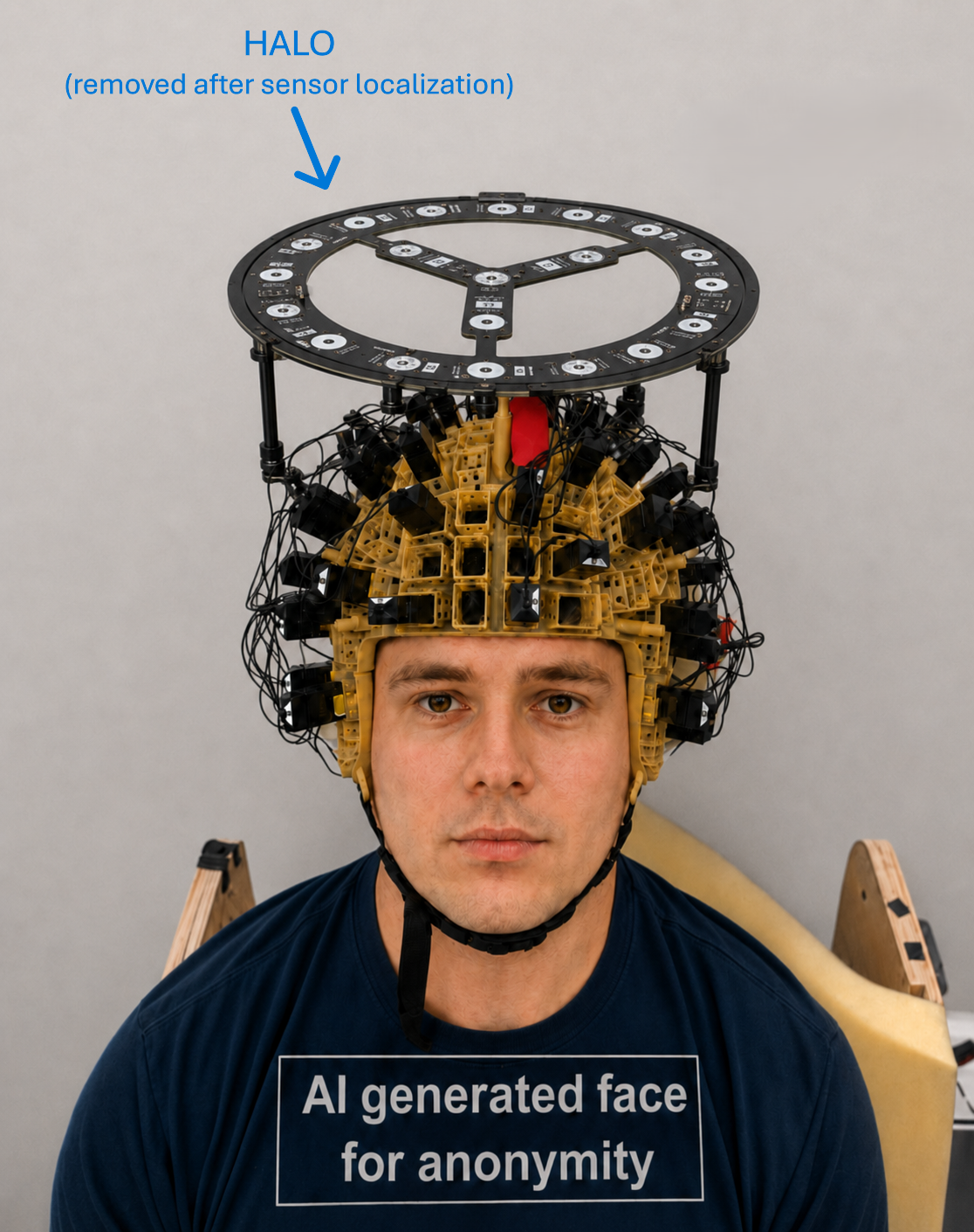 Subject wearing the QuSpin Neuro-1 OPM helmet with HALO PCB