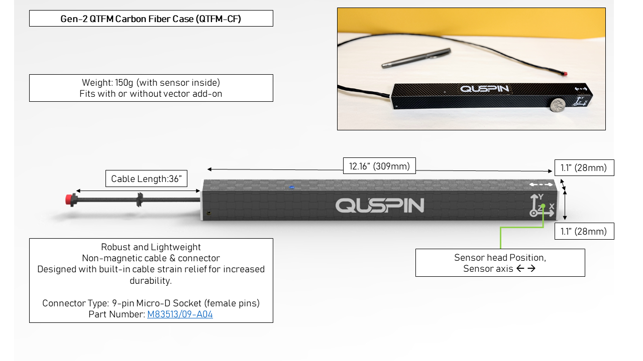Carbon fiber housing for the QTFM Gen-2 sensor head and electronics controller
