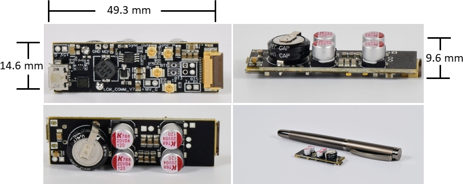 QTFM Gen-2 Standard Comms Board, shown from three angles