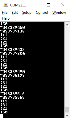 Serial terminal output after the Auto Start command