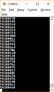 Serial terminal output after the Print ON command