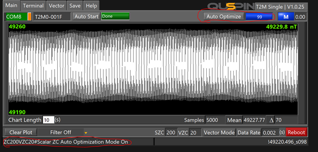QTFM user interface showing the auto-optimize environment setting