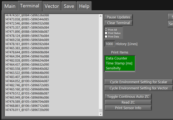 QTFM user interface print items panel with every item enabled