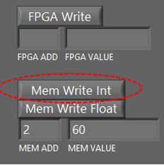 QTFM Gen-2 user interface MEM ADD, MEM VALUE and MEM Write INT controls