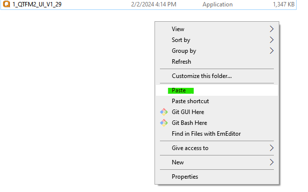 Right-click Paste in the same folder