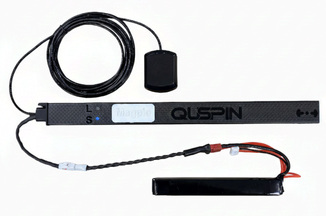 Magpie in carbon-fiber shell with external GPS antenna