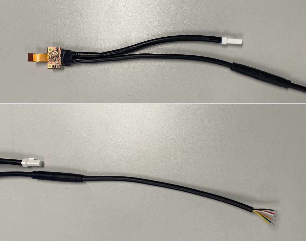 6-pin breakout cable showing colored conductors
